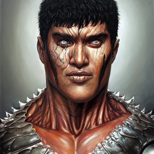 Prompt: Hyper-realistic painting of Guts From Berserk painted by Mike Dargas