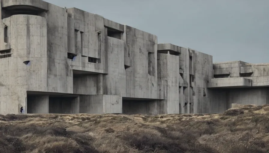 Image similar to big brutalist imperial military base on cliffs, drawing architecture, imperial architecture in rogue one, pritzker architecture prize, brutalism architecture, cinematic shot, by greig fraser, by emmanuel lubezki, robert richardson, hoyte van hoytema, roger deankins