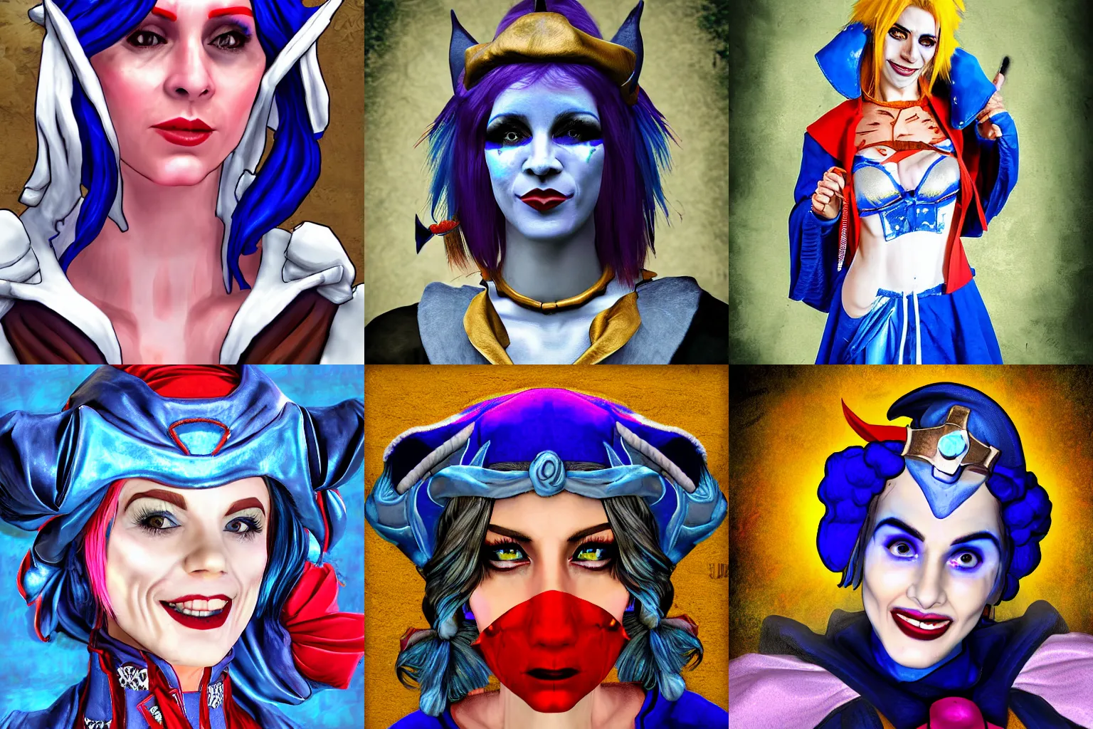 Prompt: Laura Bailey as Jester, digital art