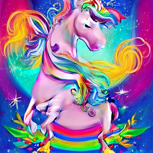 Image similar to a painting of a lawyer riding an unicorn, a storybook illustration by Lisa Frank, featured on behance, magical realism, irridescent, storybook