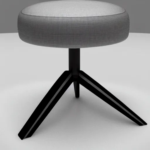 Prompt: a 3 d render of a stool, with the seat being inspired by a formula 1 tyre : : the base and structure of the stool is made of carbon fibre : : showroom environment, studio lighting, unreal engine