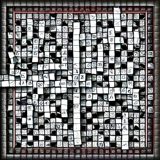 Prompt: crossword puzzle, abstract digital art, sharp focus, digital painting