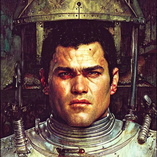 Prompt: guts as a knight, closeup portrait art by norman rockwell and donato giancola and greg rutkowski
