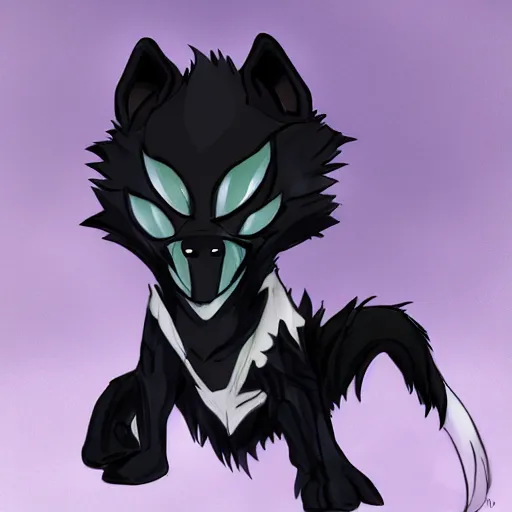 Prompt: venom symbiote as a cute wolf, furaffinity