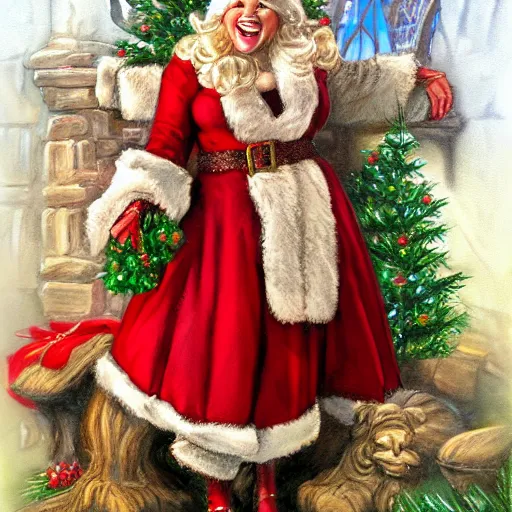 Image similar to Mrs. Claus as painted by Ralph Horsley