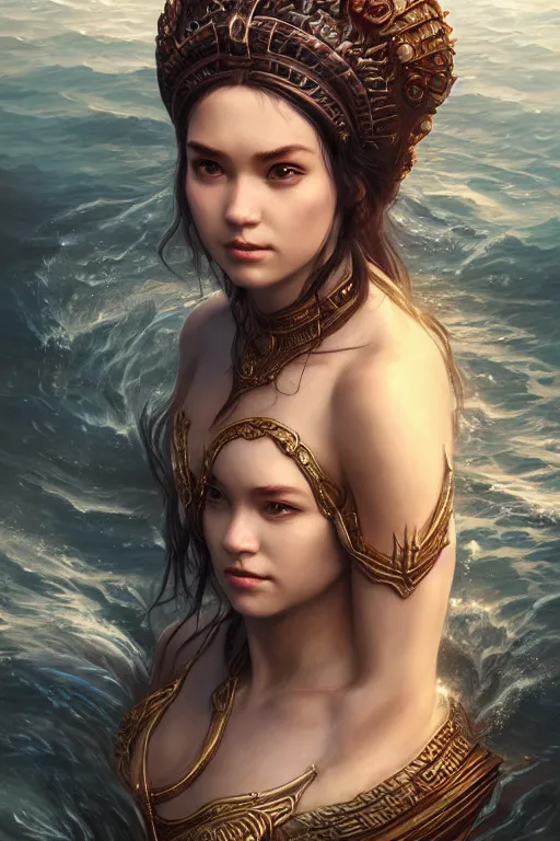 Image similar to goddess of lake, highly detailed, d & d, fantasy, highly detailed, digital painting, trending on artstation, concept art, sharp focus, illustration, art by artgerm and greg rutkowski and fuji choko and viktoria gavrilenko and hoang lap