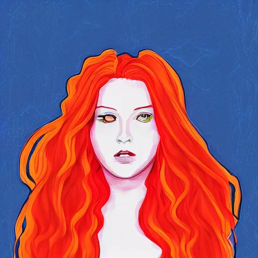 Image similar to a digital art painting of a red haired teen witch