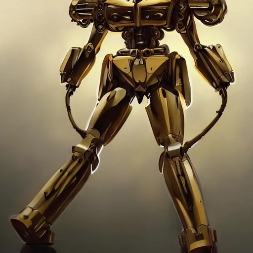 Image similar to H.R. Gieger Golden Gundam, evangelion beast mode, dramatic dynamic lighting, intricate, very very elegant, highly detailed, digital painting, artstation, very hyperrealistic, very very very HR GIGER, very beautiful, concept art, smooth, sharp focus, illustration, art by artgerm and greg rutkowski and alphonse mucha daily deviation