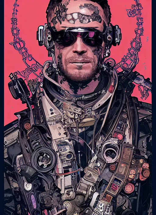 Image similar to cyberpunk tech bro. portrait by ashley wood and alphonse mucha and laurie greasley and josan gonzalez and james gurney. spliner cell, apex legends, rb 6 s, hl 2, d & d, cyberpunk 2 0 7 7. realistic face. vivid color. dystopian setting.