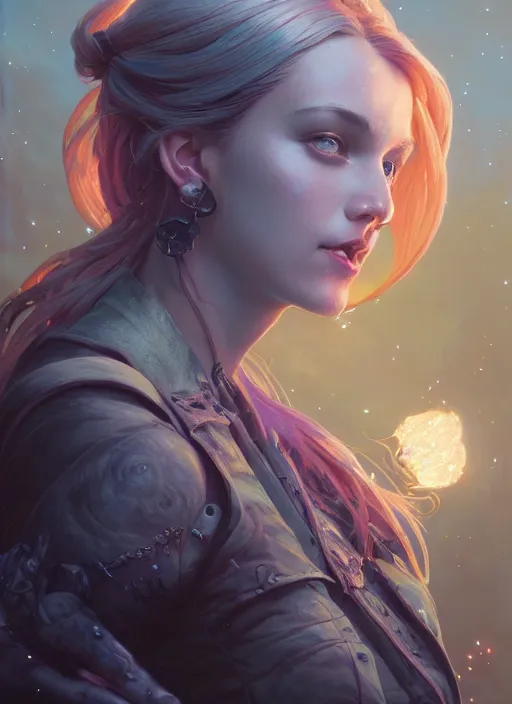 Image similar to Highly detailed portrait of Jinx from Arcane, Stephen Bliss, unreal engine, fantasy art by Greg Rutkowski, Loish, Rhads, ferdinand knab, Makoto Shinkai and Lois van baarle, ilya kuvshinov, rossdraws, Tom Bagshaw, alphonse mucha, global illumination, radiant light, detailed and intricate environment