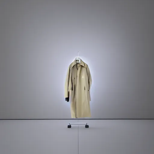 Prompt: an ultra high definition professional studio quality photograph of a transparent iridescent perspex pastel coloured raincoat on white coat hook in an empty white room. dramatic lighting, ray tracing, refraction, shallow d. o. f, colour corrected, golden ratio, three point light. volumetric shadows. god rays.