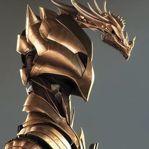 Image similar to stunning close shot of a beautiful female knight, but as an anthropomorphic female dragon, well designed cute elegant female robot dragon head with slick LED eyes, well armored, sharp claws, HD octane render, fantasy, Artstation, Deviantart, Furaffinity