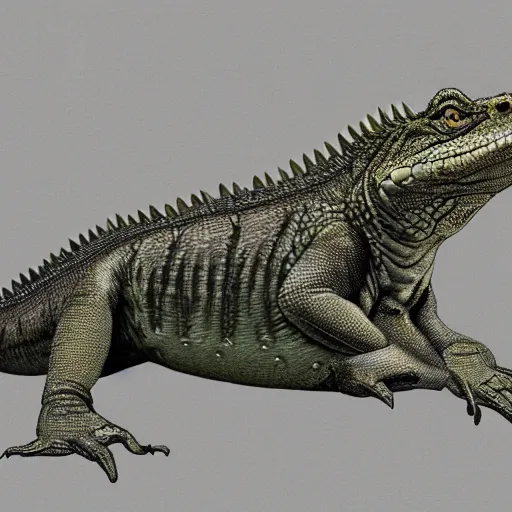 Image similar to crocodile and iguana hybrid animal realistic proportions