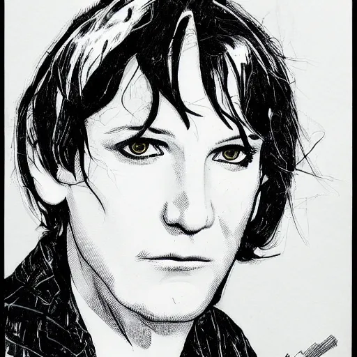 Image similar to brian molko, portrait, by guido crepax
