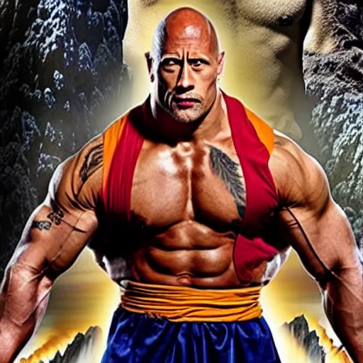 Image similar to dwayne johnson as goku