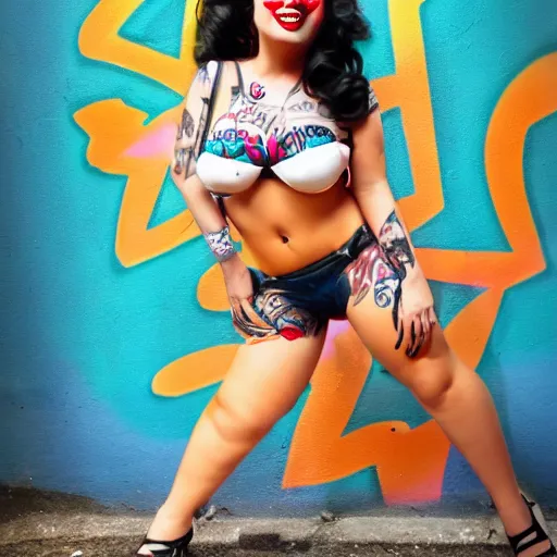 Prompt: graffiti pinup girl