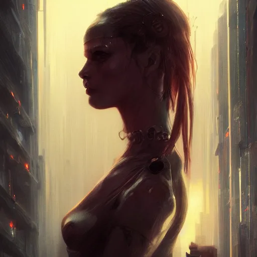 Image similar to portrait of a young beautiful woman, cyberpunk, high detail, dramatic light, digital art, dark, painted by seb mckinnon and greg rutkowski, trending on artstation
