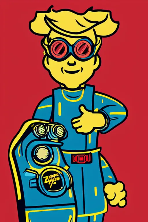 Image similar to fallout 7 6 retro futurist illustration art by butcher billy, sticker, colorful, illustration, highly detailed, simple, smooth and clean vector curves, no jagged lines, vector art, smooth andy warhol style