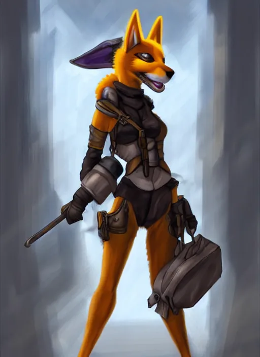 Prompt: dieselpunk renamon, fantasy, art station, dramatic, concept art, portrait