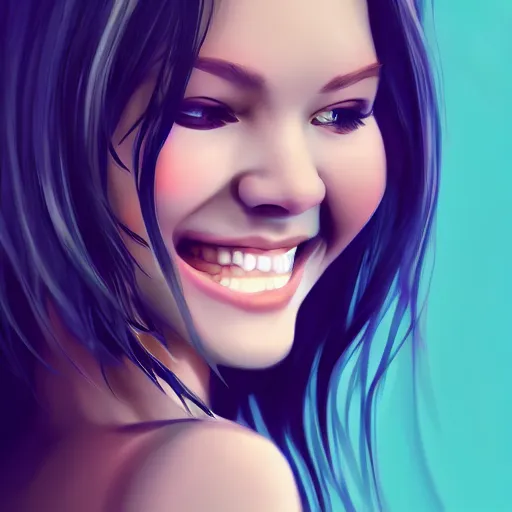 Prompt: your smile's giving me all that you know trending on artstation