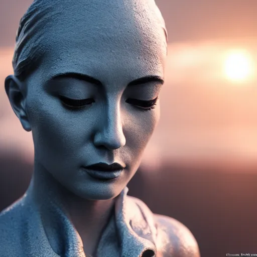 Prompt: portrait of statue woman, chrome, reflect, 8 k uhd, unreal engine, octane render in the artstyle of john park and greg rutkowski