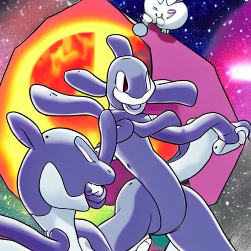 Mew x Mewtwo x Starry Night Sticker