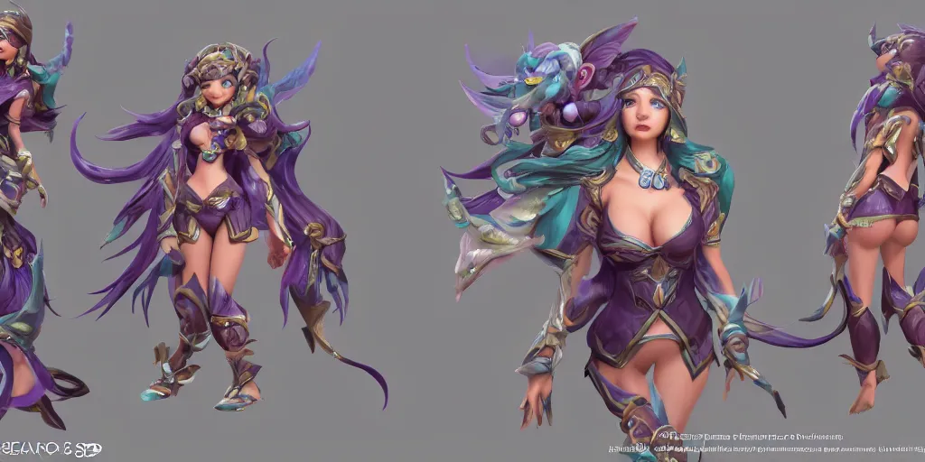 Prompt: Character sheet of gorgeous ocean song seraphine (League of Legends). 3d render, octane render, game art, realistic, highly detailed, trending on artstation, 4k, trending on artstation, pixar, cgsociety, unreal engine 5, redshift render, trending on artstation, blender, behance, cg