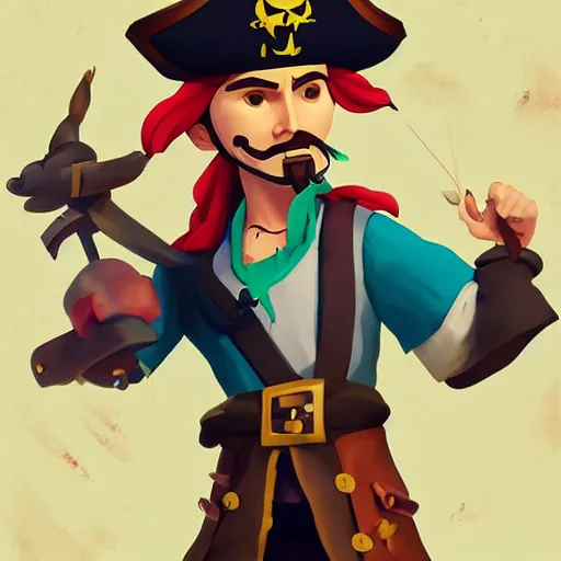 Image similar to painting jack the pirate on sea of thieves game avatar hero smooth face median photoshop filter cutout vector behance hd by jesper ejsing, by rhads, makoto shinkai and lois van baarle, ilya kuvshinov, rossdraws, illustration, art by ilya kuvshinov and gustav klimt