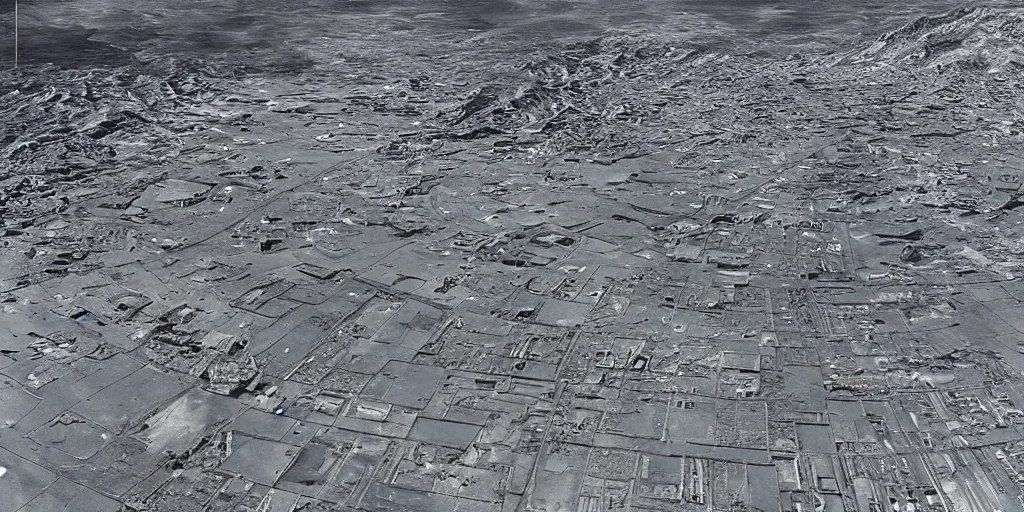 Image similar to moonwalker photo, future city street on the moon, a detailed image of a future norilsk base, street moon landscape