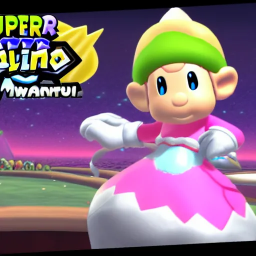 Image similar to yoshi as rosalina from super mario galaxy, in game screenshot, official nintendo