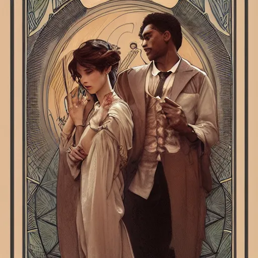 Prompt: amazing lifelike award winning pencil illustration of trev and Simon trending on art station artgerm Greg rutkowski alphonse mucha cinematic