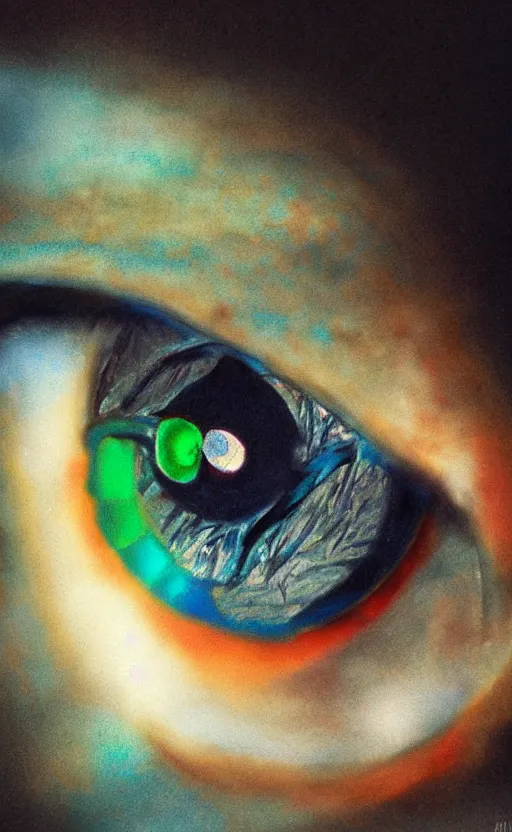 Prompt: image of an eyeball with iridescent pupil, art, photorealistic, realistic, photo, 8K, HDR, 8K resolution, detailed, high quality, high resolution, lossless quality