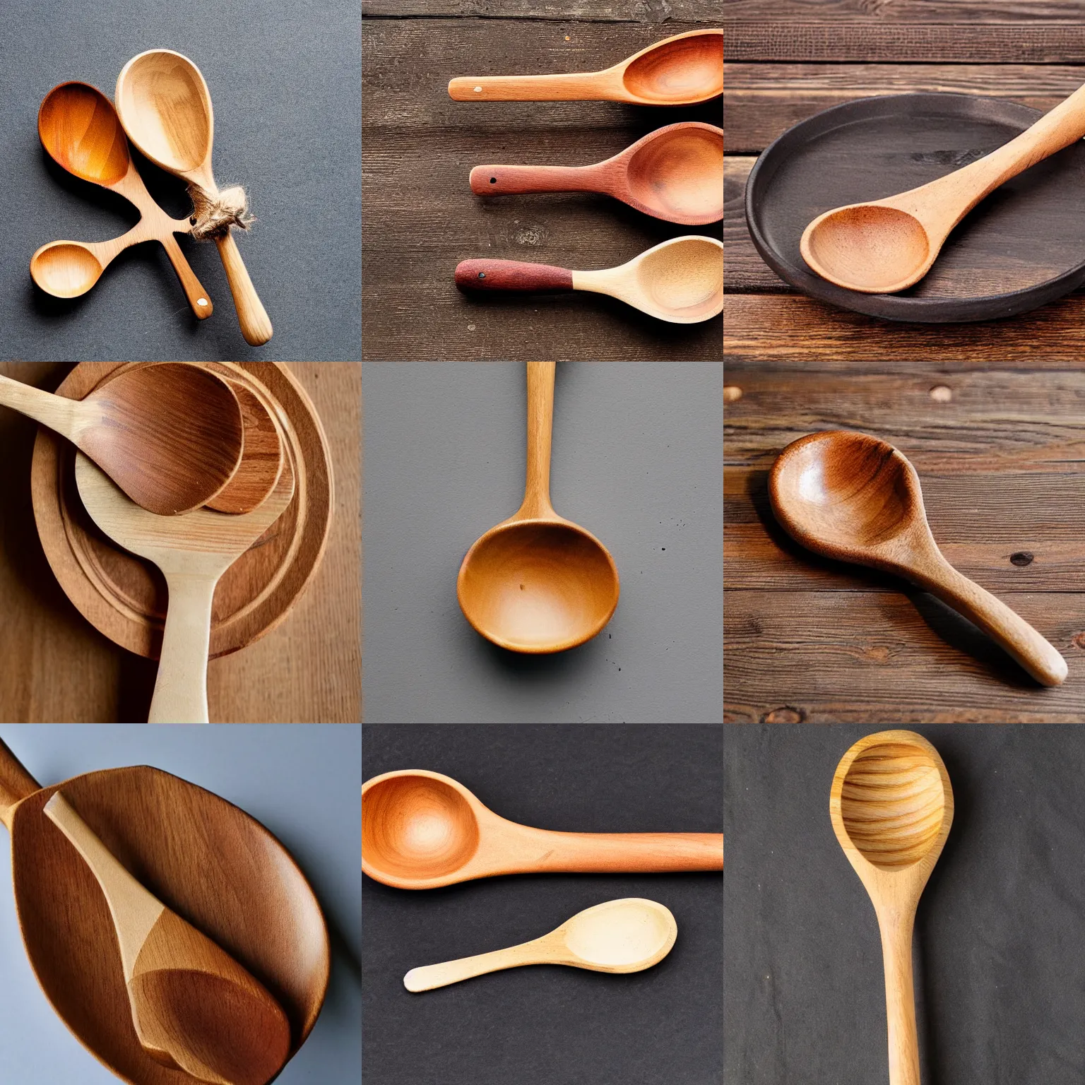 Prompt: Photograph of a suburb hand crafted wooden spoon, appealing design, award winning, critically acclaimed