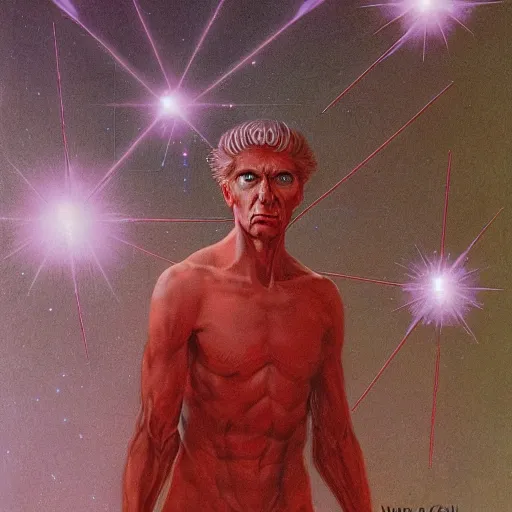 Prompt: a powerful psychic man emitting psychic powers, by wayne barlowe,