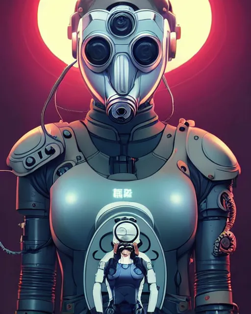 Image similar to cyborg sansa stark wearing octopus!!! gas mask, audrey plaza, fine detail!! anime!! realistic shaded lighting!! poster by ilya kuvshinov katsuhiro otomo ghost in the shell, magali villeneuve, artgerm, jeremy lipkin and michael garmash and rob rey