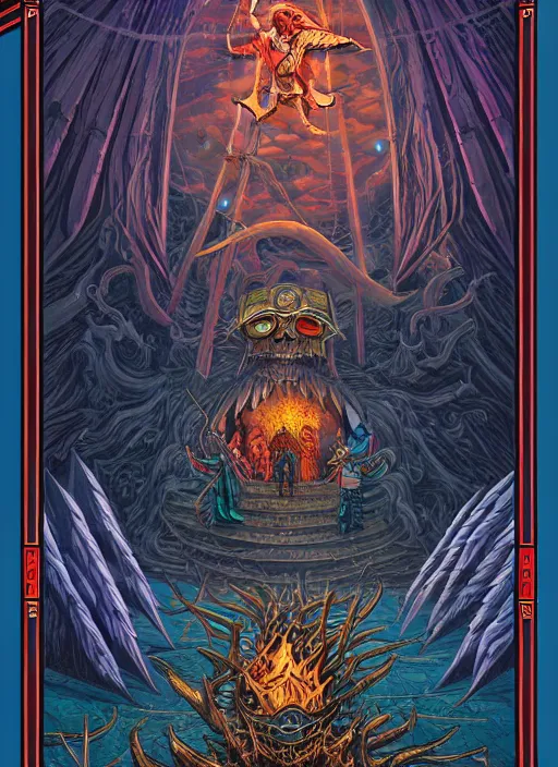 Prompt: concept art by dan mumford of a masterpiece hyperdetailed dnd tarot card, digital painting, sharp focus, illustration