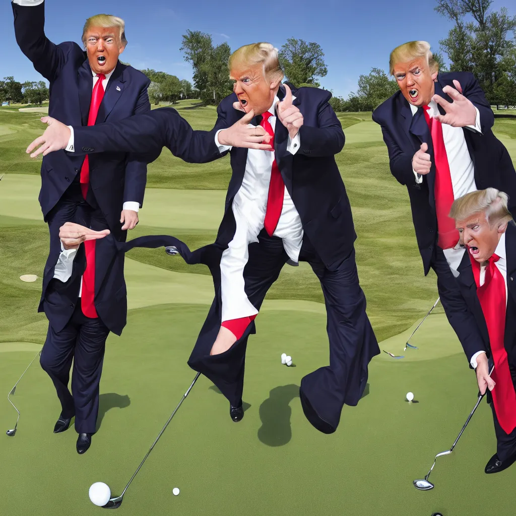 donald trump and satan having fun at the putting | Stable Diffusion ...