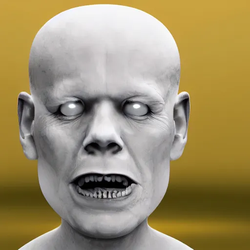 Prompt: A creepy disturbing human head floating 4k
