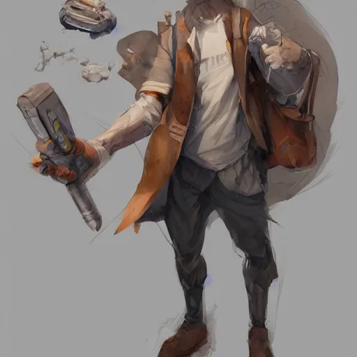 Prompt: game asset of sketches watercolor of a boy inventer super scientest by Stanley Artgerm Lau, WLOP, Rossdraws, James Jean, Andrei Riabovitchev, Marc Simonetti, and Sakimichan, tranding on artstation , assets