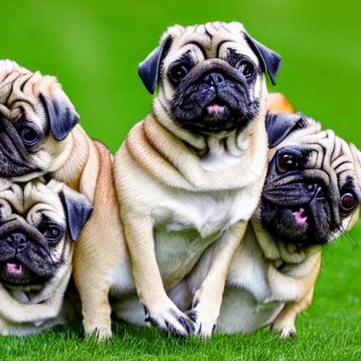 Image similar to 5 pugs stacked on top of each other