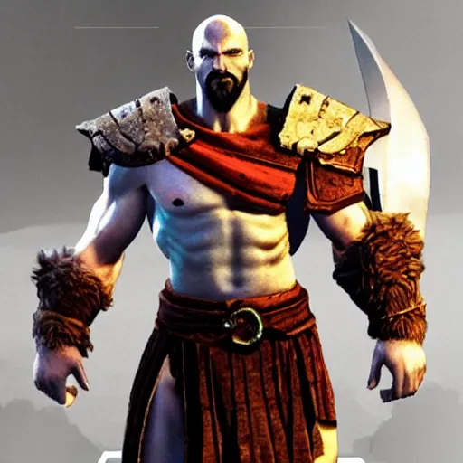 Prompt: kratos from god of war in halo spartan armor