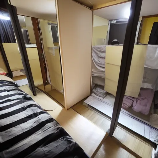 Image similar to view of inside a cramped shibuya apartment