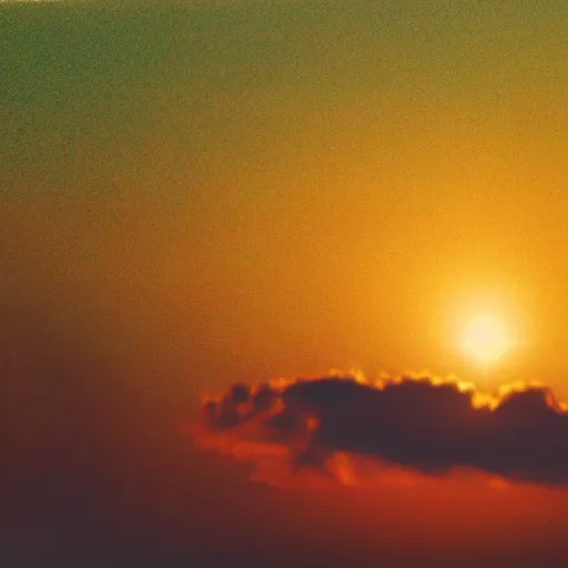 Prompt: Realistic shot of a glowing dove flying over the clouds at sunset, ethereal, vintage photograph, film grain, surreal, awe-inspiring, highly detailed