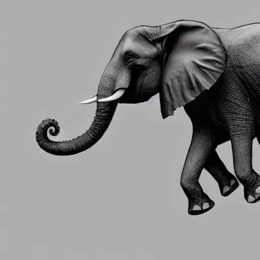 Prompt: horton elephant, running away screaming from a giant spider, sketch, 8 k, funny