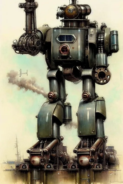 Prompt: (((((1950s huge steam engine mecha robot. muted colors.))))) by Jean-Baptiste Monge !!!!!!!!!!!!!!!!!!!!!!!!!!!