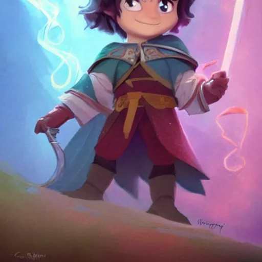 Prompt: a wholesome animation key shot of cute chibi lord of the rings, colorful, pixar and disney animation, sharp, very detailed, high resolution, key art by greg rutkowski, bloom, dramatic lighting