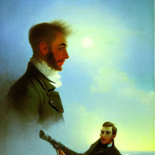 Prompt: portrait of Isaac Clarke by Ivan Aivazovsky