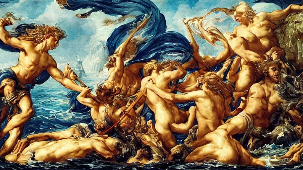 Image similar to epic masterpiece of Oceanus begetting Oceanus mythological