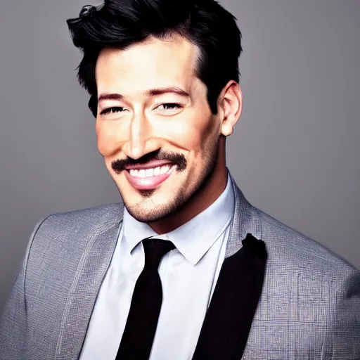 Image similar to a high quality photo of handsome markiplier, gigachad