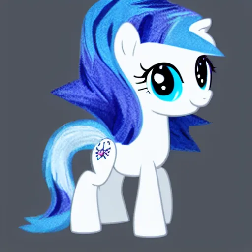 Image similar to a blue little pony with white hair, a picture by an gyeon, featured on derpibooru, booru, superflat